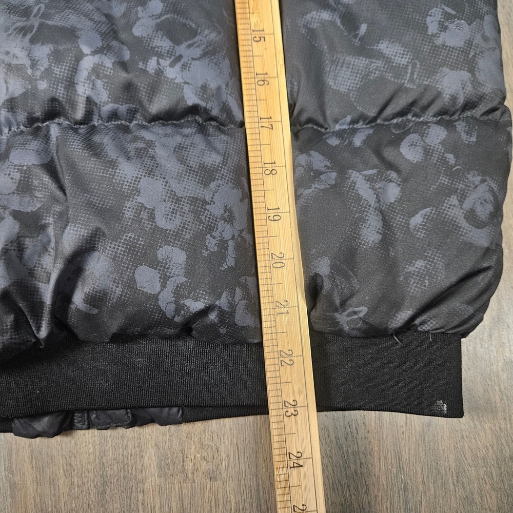 Ivivva Girls 12 Down Puffer Jacket Hooded Quilted Bomber Floral Black Gray Coat - Picture 8 of 8